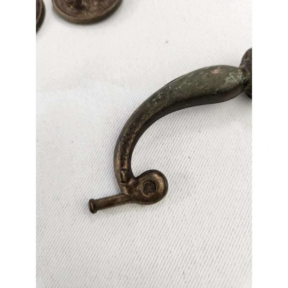 6 Vintage Keeler Brass Company KBC Drawer Pulls Handles 502 Drop Bail Drawer